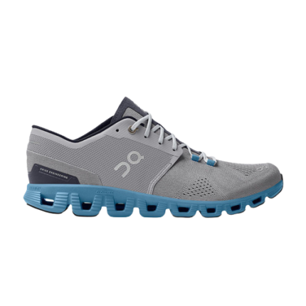 On Cloud X Grey on Blue Shoes