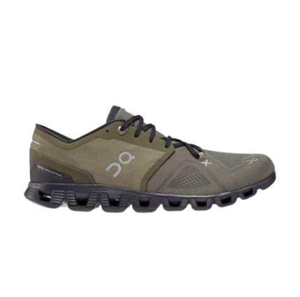 On Cloud X Khakhi on Black Shoes